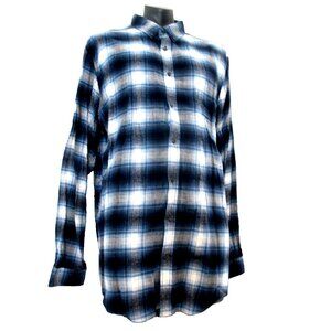 Croft&Barrow Flannel L Sleeve winterweight Blue/White Shirt Men's Size XXL